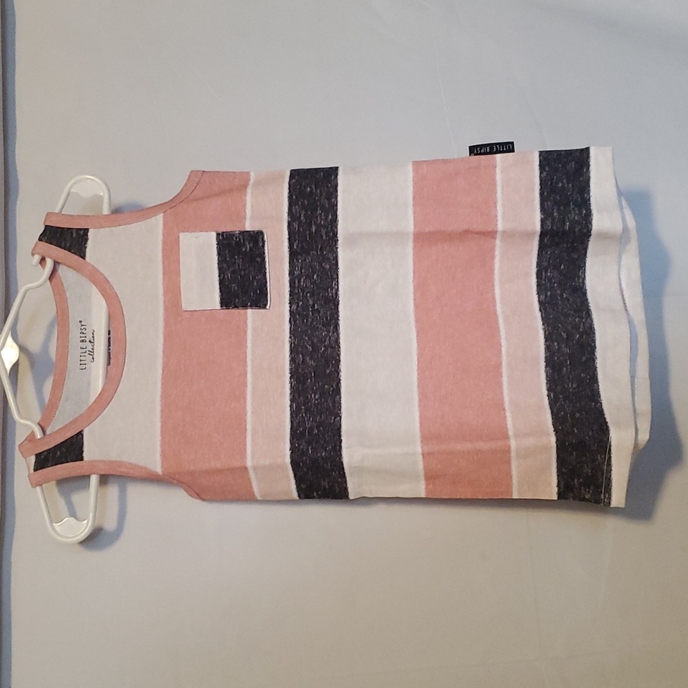 Little Bipsy Coral,White,and Black Striped Tank Top Size 18-24 Months